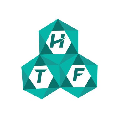 Yaratıcı minimalist harf logosu. HTF eşsiz vektör baş harfleri alfabe harfi logo tasarımı