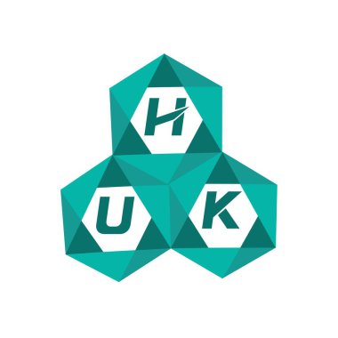 HUK yaratıcı minimalist harf logosu. HUK eşsiz vektör baş harfleri alfabe harf logosu tasarımı