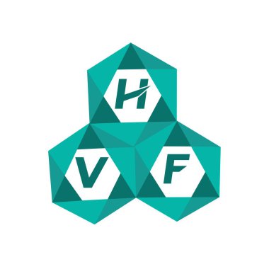 Yaratıcı minimalist harf logosu. HVF eşsiz vektör baş harfleri alfabe harfi logo tasarımı