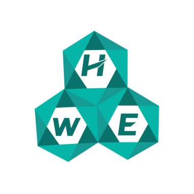 HWE yaratıcı minimalist harf logosu. HWE eşsiz vektör baş harfleri alfabe harf logosu tasarımı