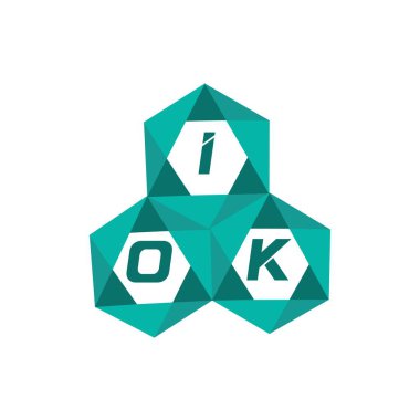 Tamam, yaratıcı minimalist harf logosu. IOK benzersiz vektör baş harfleri alfabe harf logosu tasarımı