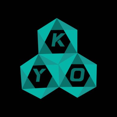 KYO yaratıcı minimalist harf logosu. KYO eşsiz vektör baş harfleri alfabe harfi logo tasarımı