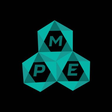 MPE yaratıcı minimalist harf logosu. MPE benzersiz vektör baş harfleri alfabe harf logosu tasarımı