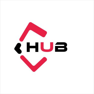 HUB yaratıcı minimalist harf logosu. HUB benzersiz vektör baş harfleri harf logosu tasarımı