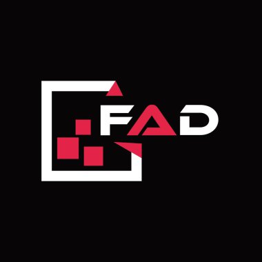 FAD yaratıcı minimalist harf logosu. FAD benzersiz vektör baş harfleri alfabe harf logosu tasarımı FAD yaratıcı minimalist harf logosu. FAD eşsiz vektör baş harfleri alfabe harfi logo tasarımı