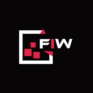 Beş yaratıcı minimalist harf logosu. FIW eşsiz vektör baş harfleri alfabe harfi logo tasarımı 