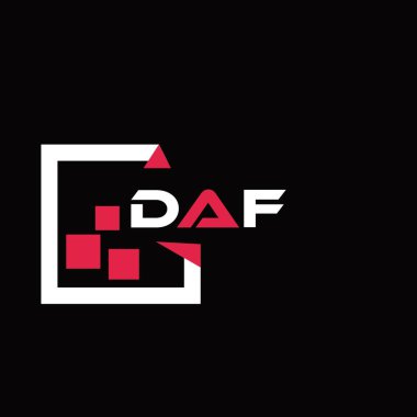 DAF 'ın yaratıcı minimalist harf logosu. DAF eşsiz vektör baş harfleri alfabe harf logosu tasarımı