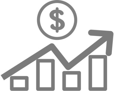 Dolar artırımı grafiğinin sağlam bir çizimi. Simgeler ve görsel varlıklar için harika