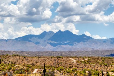 Uzakta, Tonto Ulusal Ormanı, Arizona 'da bulunan Dört Tepe Dağı..