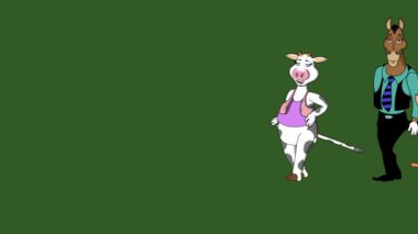 çizgi film eğlenceli hayvanlar video yeşil ekran arkaplan 