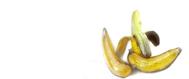 Three banana isolated. Ripe peeled banana on a white background with copy space. clipart