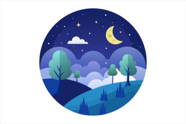 Rüya gece görüntüsü vektör görüntüsü, yıldızlı gece gökyüzü vektör sanatı, rüya gibi gece sahnesi illüstrasyonu, gece gökyüzü manzarası çizimi, ay ışığı gece vektör tasarımı, sakin gece görüşü çizimleri, rüya gece manzarası vektör sanatı, yıldızlı manzaranın vektör ilülasyonu 