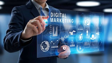 Giysi içindeki işadamı, gelecekteki dijital arayüz, dijital pazarlama, teknoloji ikonları, analitik ikonlar, ticari simgeler, iş teknolojisi, dijital iş etkileşimi, pazarlama teknolojisi, teknik analitik, iş analitiği, dijital ticaret,