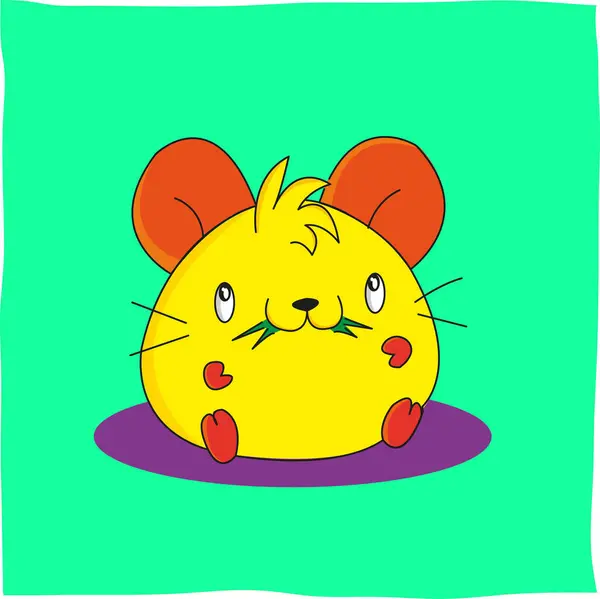 Tatlı çizgi film dekorasyonu, hamster çiğneme çimeni, arka plan için uygun.