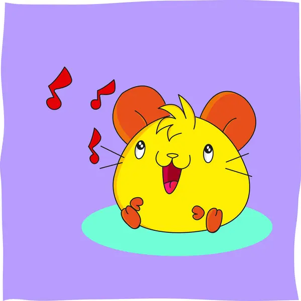 Tatlı çizgi film dekorasyonu, şarkı söyleyen hamster, arka plan için uygun.