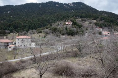 Alonistaina, Yunanistan - 2 Mart 2025 Yunanistan Arcadia bölgesinde küçük tarihi bir köy.