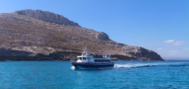 Pserimos Adası, Yunanistan - 30 Temmuz 2025 Pserimos Kalymnos belediyesine bağlı küçük bir Yunan adasıdır.