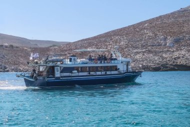 Pserimos Adası, Yunanistan - 30 Temmuz 2025 Pserimos Kalymnos belediyesine bağlı küçük bir Yunan adasıdır.