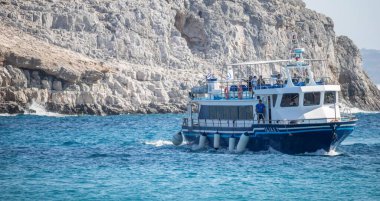 Pserimos Adası, Yunanistan - 30 Temmuz 2025 Pserimos Kalymnos belediyesine bağlı küçük bir Yunan adasıdır. 