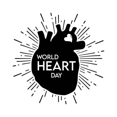 Dünya kalp günü silueti vektördeki kalp rengi