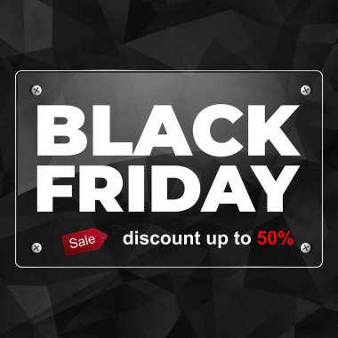 Siyah çokgen arka planlı camda siyah cuma