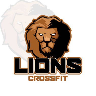 Lions Crossfit mascot logo design clipart