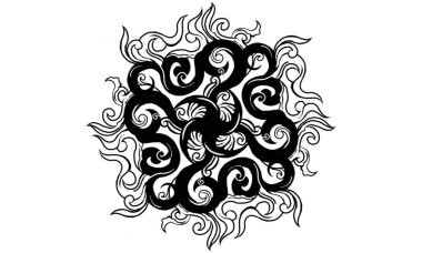 Geleneksel özgün siyah beyaz kabile çizgisi dövme tasarımı süsü.