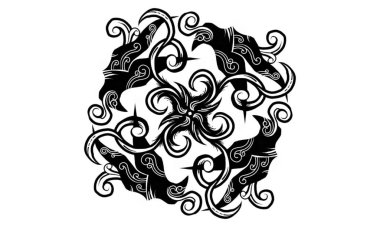 Geleneksel özgün siyah beyaz kabile çizgisi dövme tasarımı süsü.