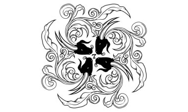 Siyah ve beyaz antik astroloji, oğlak burcunun efsanevi zodyak süsü.