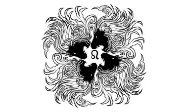 Siyah beyaz antik astroloji, Leo 'nun efsanevi zodyak süsü