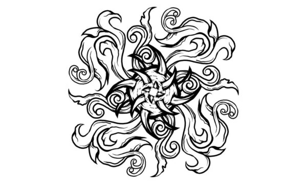 Traditionnel Unique Original Noir Blanc Nature Tribal Batik Ligne Art — Photo