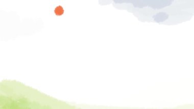 Tepenin parlak gününün animasyon slayt gösterisi tatlı pastel suluboya minimalist arka plan 