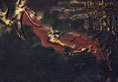 Doğal koyu kahverengi arkaplan kompozisyonu ile çağdaş yüksek desenli soyut resim