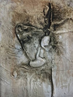 Doğal koyu kahverengi arkaplan kompozisyonu ile çağdaş yüksek desenli soyut resim