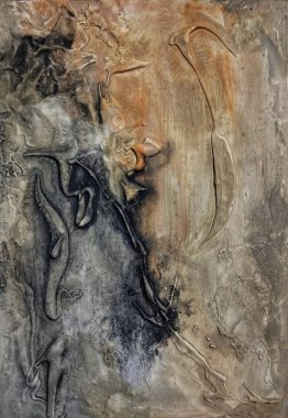 Doğal koyu kahverengi arkaplan kompozisyonu ile çağdaş yüksek desenli soyut resim