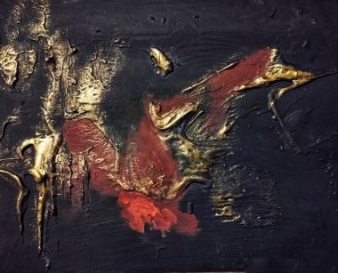 Doğal koyu kahverengi arkaplan kompozisyonu ile çağdaş yüksek desenli soyut resim