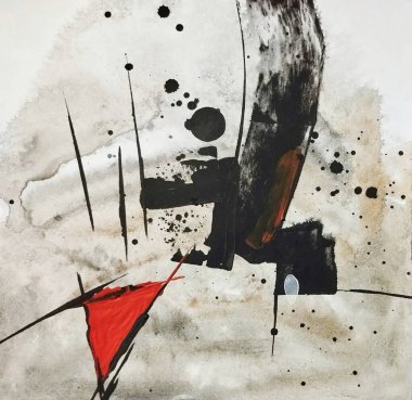 Kırık kırmızı gri kahverengi akış soyut renk kompozisyonu dışavurumculuğu