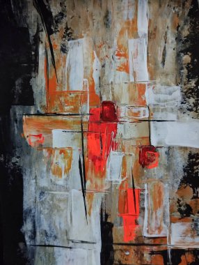 Kırık kırmızı gri kahverengi akış soyut renk kompozisyonu dışavurumculuğu