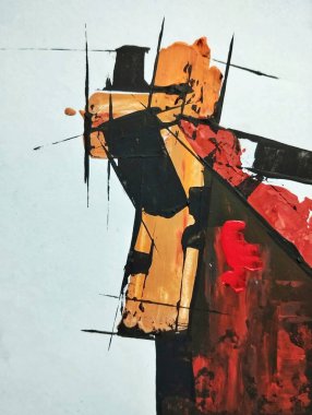 Kırık kırmızı gri kahverengi akış soyut renk kompozisyonu dışavurumculuğu