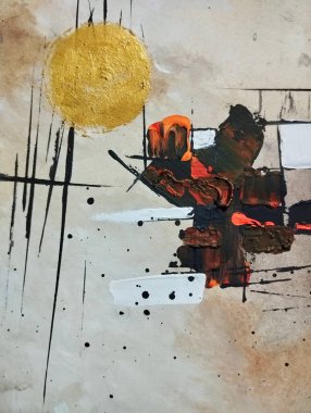 Kırık kırmızı gri kahverengi akış soyut renk kompozisyonu dışavurumculuğu