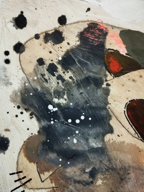 Çağdaş suluboya dışavurumculuğu, gri kahverengi renk kompozisyonu ile soyut resim