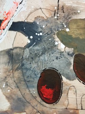 Çağdaş suluboya dışavurumculuğu, gri kahverengi renk kompozisyonu ile soyut resim