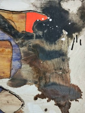 Çağdaş suluboya dışavurumculuğu, gri kahverengi renk kompozisyonu ile soyut resim