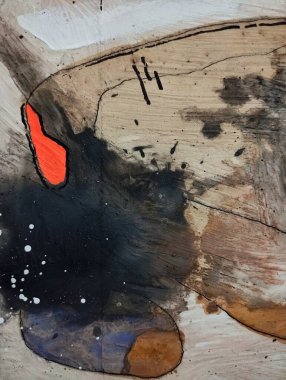 Çağdaş suluboya dışavurumculuğu, gri kahverengi renk kompozisyonu ile soyut resim