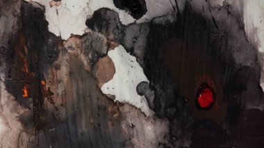 Çağdaş suluboya dışavurumculuğu, gri kahverengi renk kompozisyonu ile soyut resim