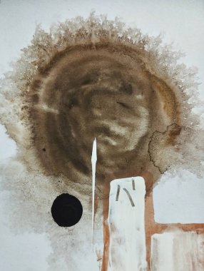 Çağdaş suluboya dışavurumculuğu, gri kahverengi renk kompozisyonu ile soyut resim