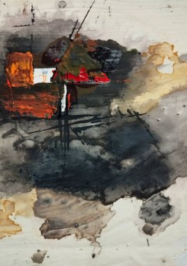 Sanatsal çağdaş kahverengi koyu soyut dışavurumculuk resimleri kompozisyon renkleri 