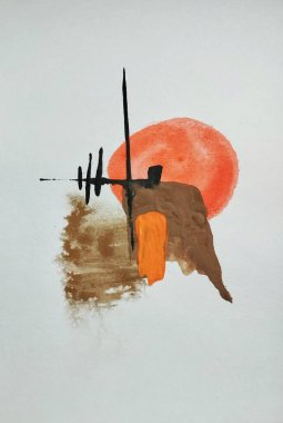 Minimalist yumuşak renkler soyut resim kompozisyonu 