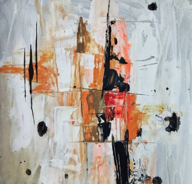 Minimalist klasik canlı kırmızı gri sanatsal soyut sanat kompozisyonu