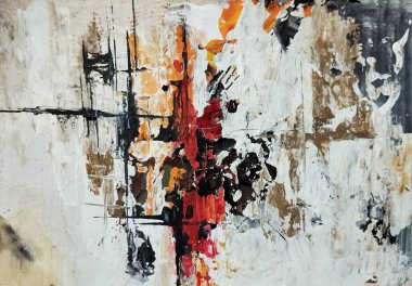 Minimalist klasik canlı kırmızı gri sanatsal soyut sanat kompozisyonu